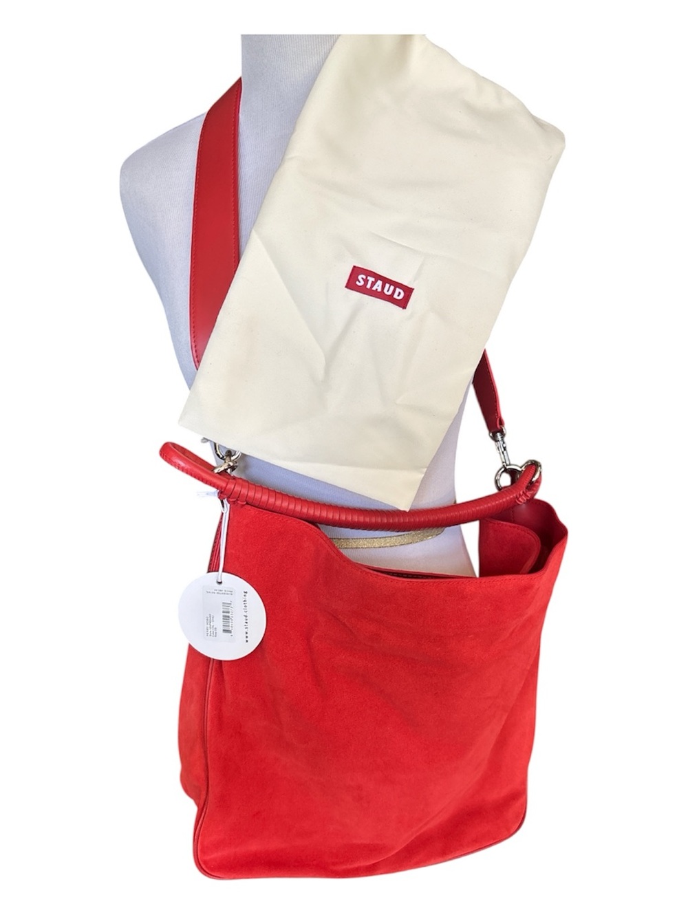 STAUD red suede Perry hobo bag. Brand new w tags. Georgous. - Picture 4 of 8